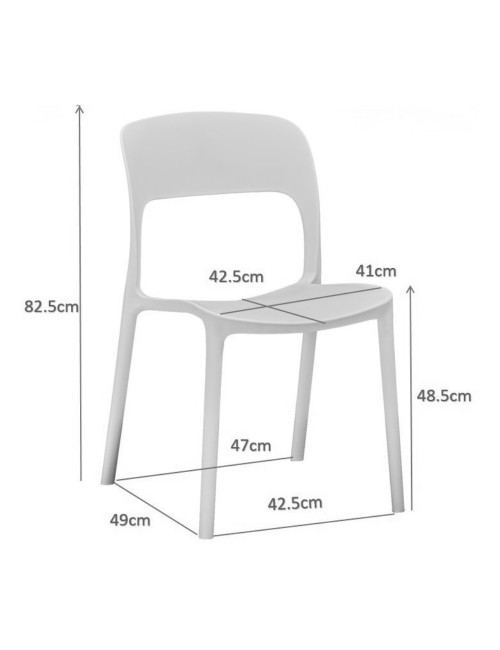 Set 4 Sedia in Polipropilene Vela Impilabili Tortora – Profilo Curvo e Design Essenziale