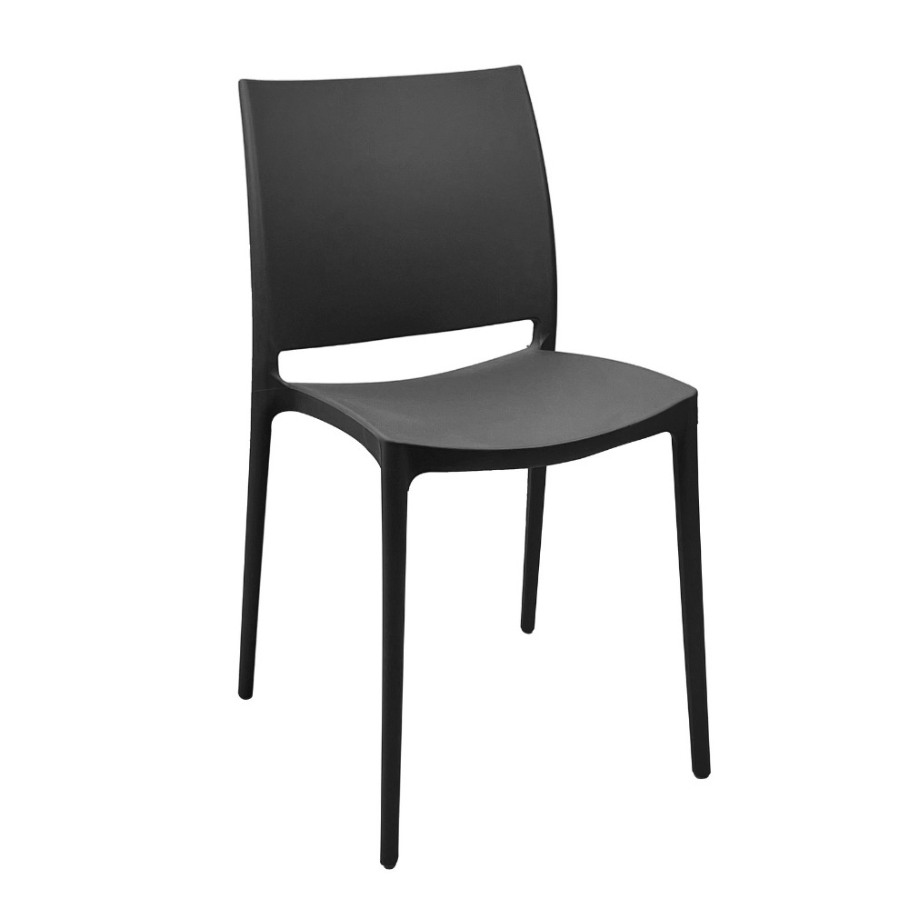 Set 4 Sedia in Polipropilene Sfera Impilabili Grigio Scuro – Linea Moderna e Compatta