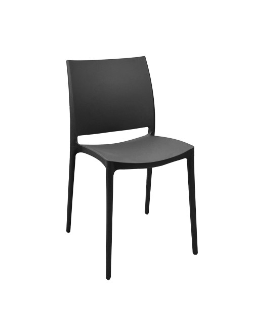Set 4 Sedia in Polipropilene Sfera Impilabili Grigio Scuro – Linea Moderna e Compatta
