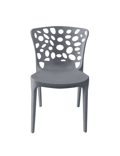 Set 4 Sedia in Polipropilene Zyra Impilabili Grigio – Schienale Traforato