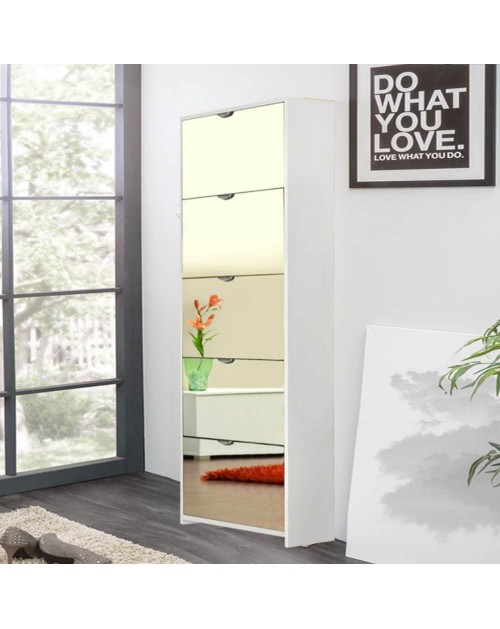 Scarpiera specchio Koblenz 5 ante ribalta colore bianco