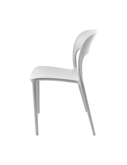 Set 4 Sedia in Polipropilene Vela Impilabili Bianco – Profilo Curvo e Design Essenziale