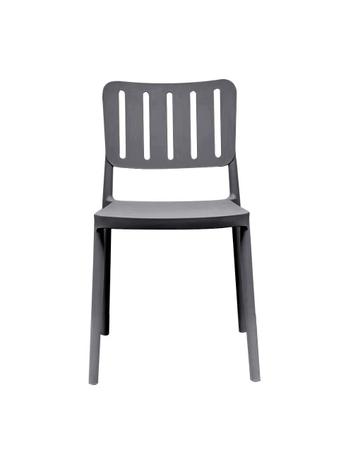 Set 4 Sedia in Polipropilene Nexa Impilabili Grigio Scuro – Schienale a Fessure Verticali