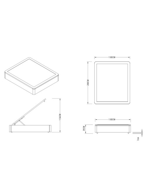 Letto Matrimoniale Sommier 180x200 con Contenitore in Tessuto Tortora – Design Essenziale e Salvaspazio