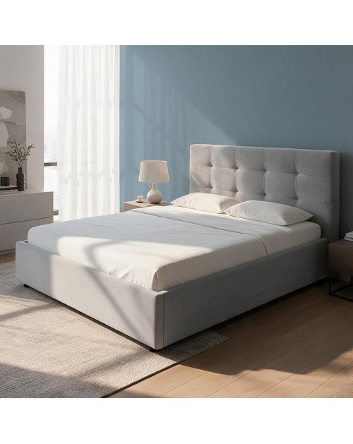 Letto una piazza e mezza con contenitore Ascoli 142x210x124H tessuto Enjoy colore grigio