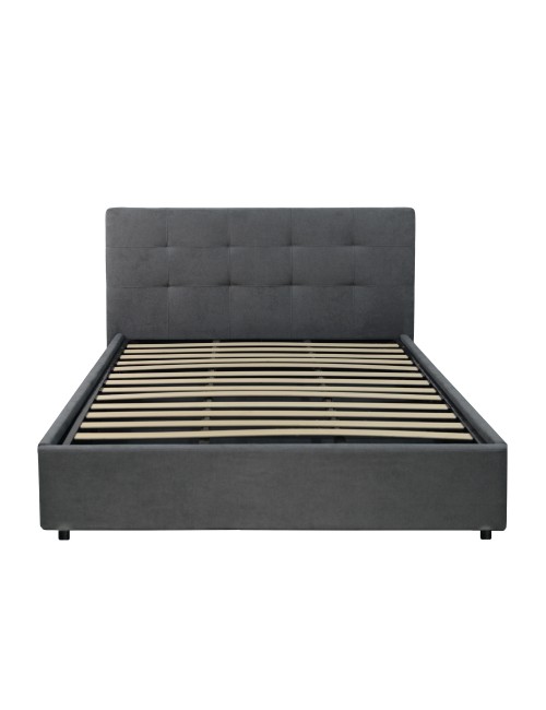 Letto Matrimoniale Contenitore Ascoli 182x210x124H Tessuto Ash Grigio