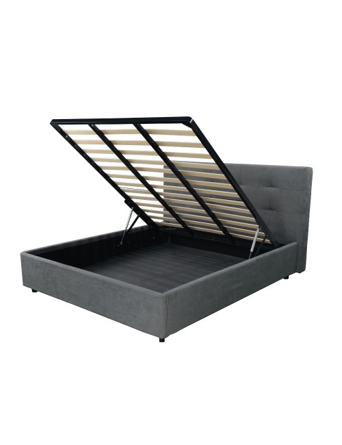 Letto Matrimoniale Contenitore Ascoli 182x210x124H Tessuto Ash Grigio