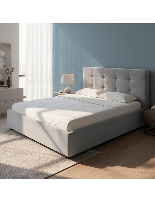 Letto una piazza e mezza con contenitore Ascoli 120x190 tessuto Enjoy colore grigio