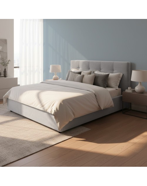 Letto Matrimoniale contenitore Ascoli 180x208x127H tessuto Enjoy grigio