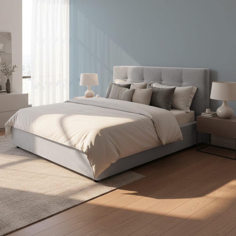Letto Matrimoniale contenitore Ascoli 180x208x127H tessuto Enjoy grigio