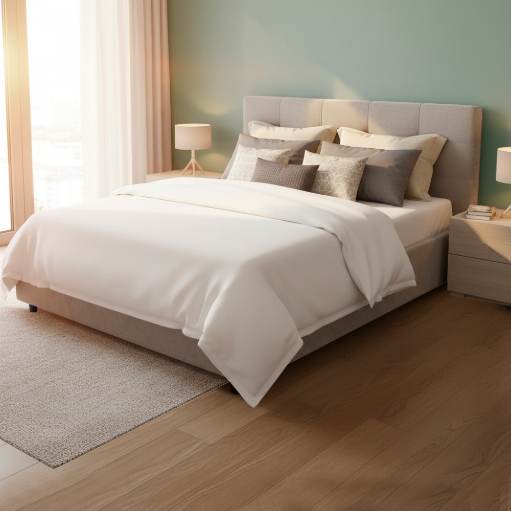 Letto Matrimoniale contenitore Ascoli 182x210x124H tessuto Enjoy tortora