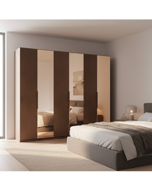 Armadio 6 ante battenti con specchi bronzati Mustella 275x55x240h colore bronzo