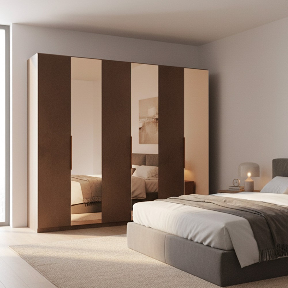 Armadio 6 ante battenti con specchi bronzati Mustella 275x55x240h colore bronzo