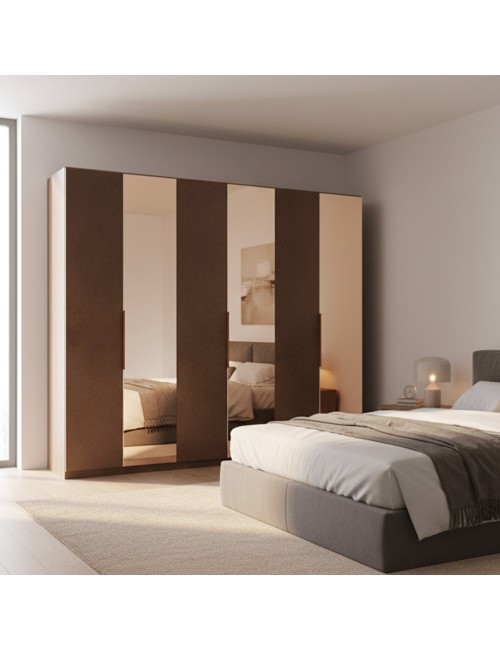 Armadio 6 Ante Battenti con Specchi Bronzati Mustella 275x55x240h