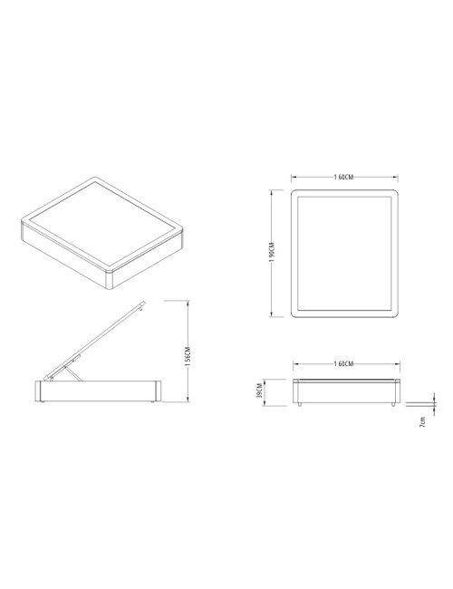 Letto matrimoniale Sommier con contenitore in tessuto taupe 162x192x39H – Praticità compatta