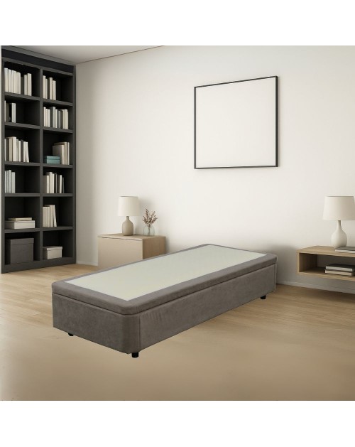 Letto singolo Sommier con contenitore in tessuto taupe 82x192x39H – Praticità compatta