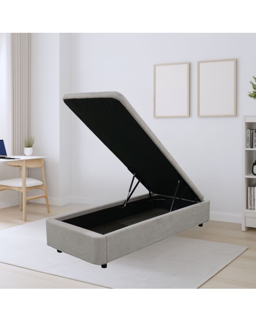 Letto singolo Sommier con contenitore in tessuto grigio 82x192x39H – Praticità compatta