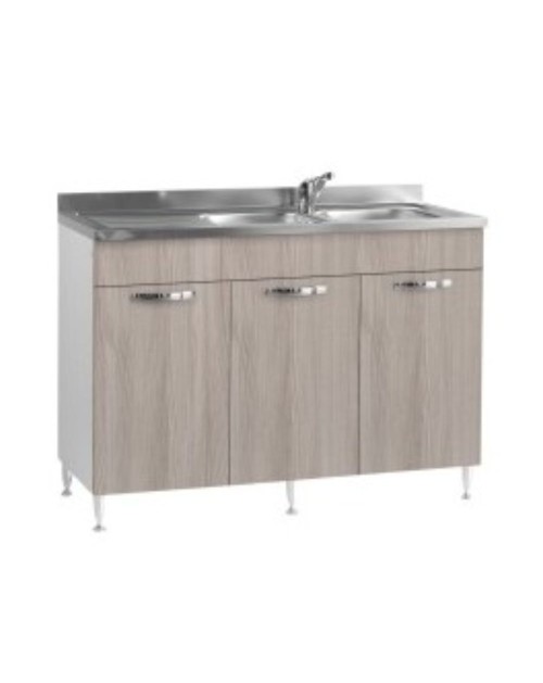 Sottolavello 3 ante 120 cm con lavello colore olmo