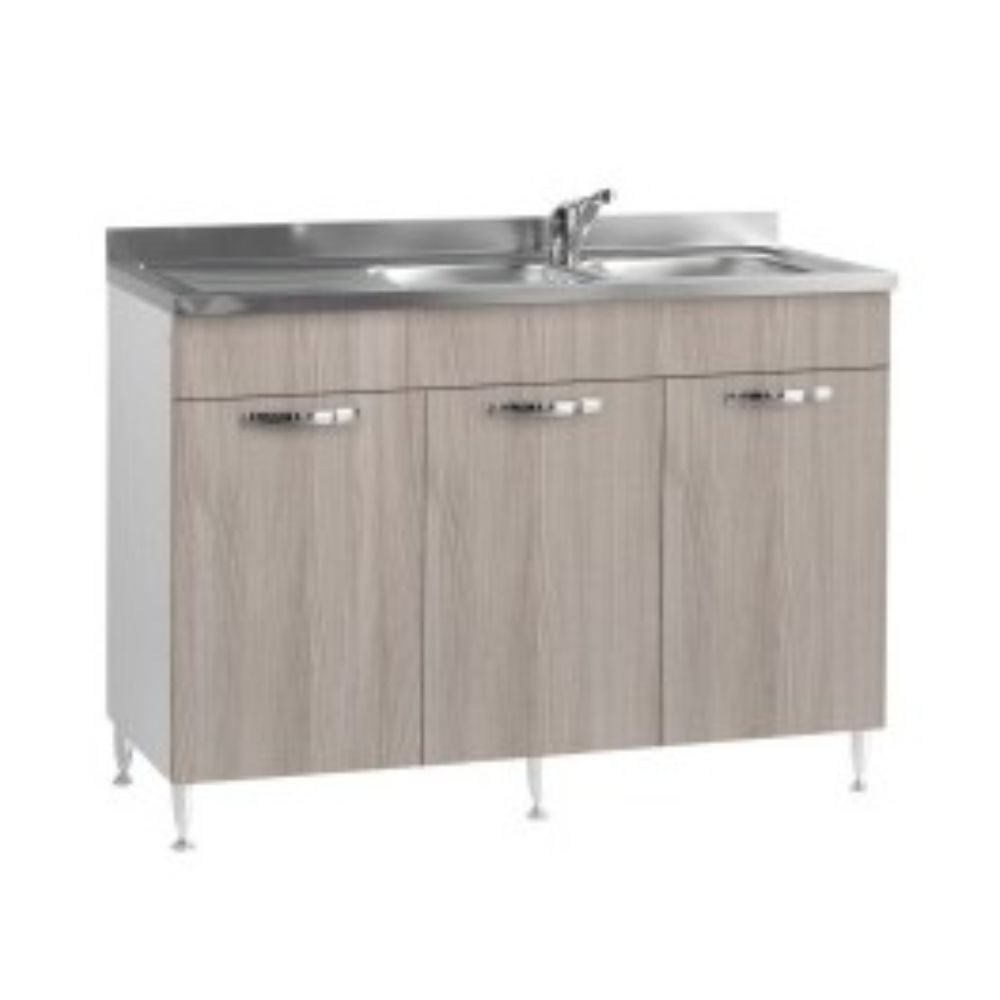 Sottolavello 3 ante 120 cm con lavello colore olmo