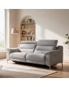 Divano Egeo 3 Posti con 2 Recliner Elettrici in Tessuto Grigio 214x97x96 – Comfort e Design Moderno