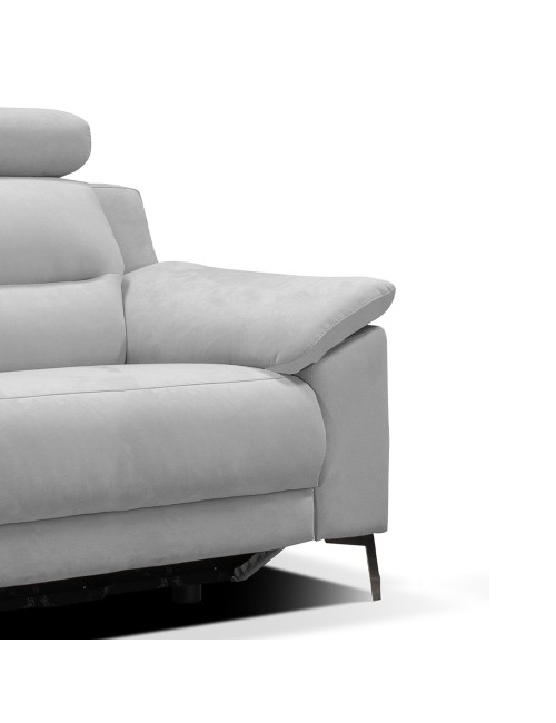 Divano Egeo 3 Posti con 2 Recliner Elettrici in Tessuto Grigio 214x97x96 – Comfort e Design Moderno