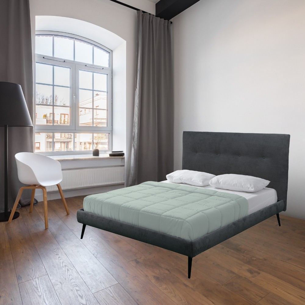 Letto matrimoniale con rete inclusa Stiletto tessuto colore ash grigio