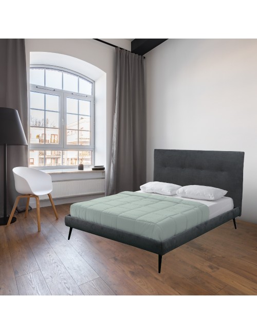 Letto Matrimoniale con Rete Inclusa Stiletto Tessuto Colore Ash Grigio