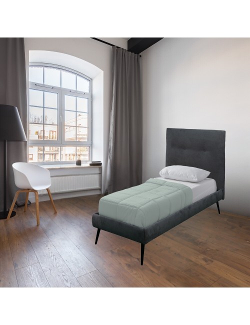 Letto Singolo con Rete Inclusa Stiletto Tessuto Colore Ash Grigio