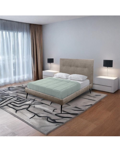 Letto una piazza e mezza con rete inclusa Stiletto tessuto colore tortora
