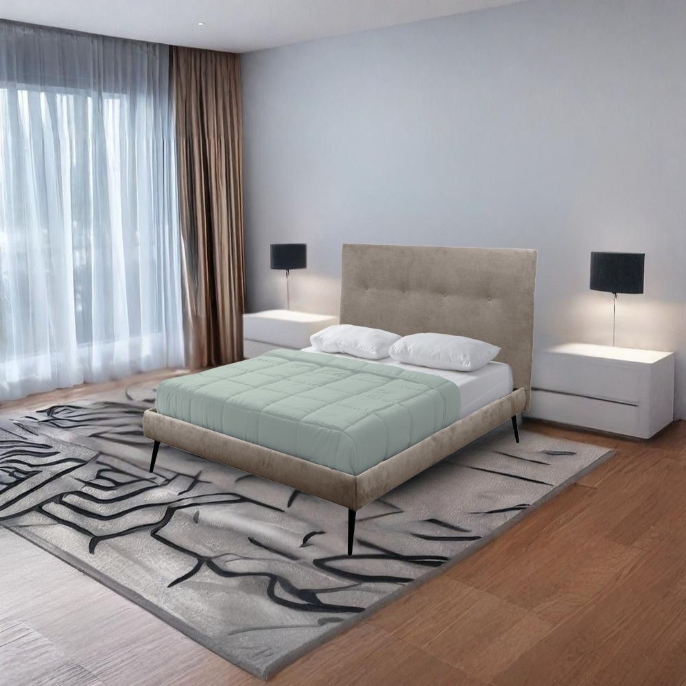 Letto una piazza e mezza con rete inclusa Stiletto tessuto colore tortora