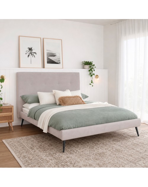 Letto matrimoniale Stiletto con rete fissa colore Enjoy grigio chiaro