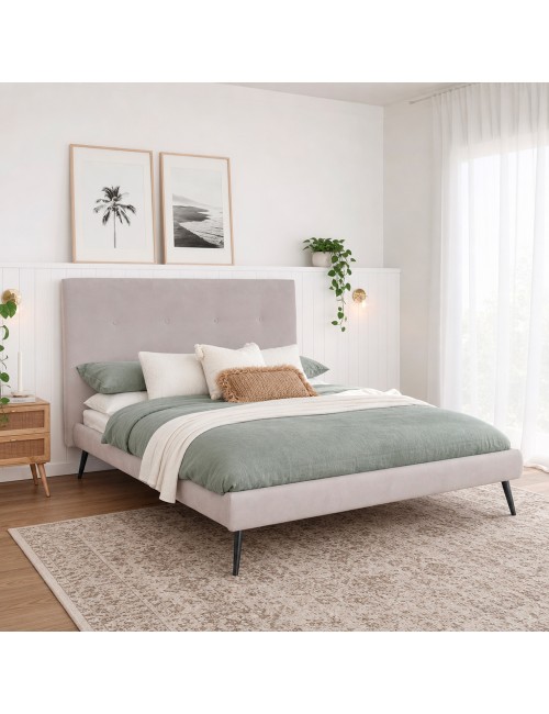 Letto matrimoniale Stiletto con rete fissa colore Enjoy grigio chiaro