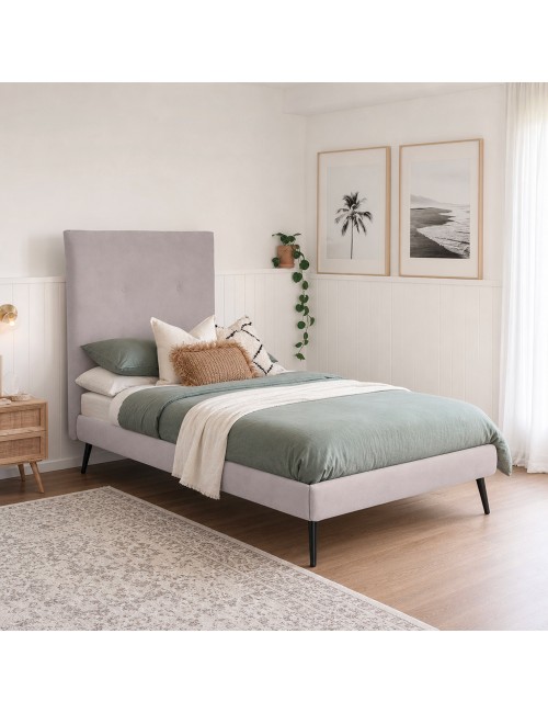 Letto singolo con rete inclusa Stiletto tessuto Enjoy grigio chiaro