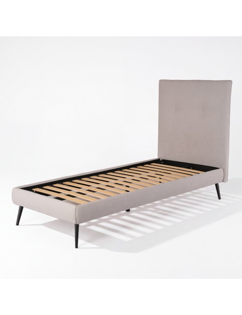 Letto singolo con rete inclusa Stiletto tessuto Enjoy grigio chiaro