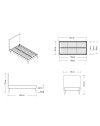 Letto singolo con rete inclusa Stiletto tessuto Enjoy grigio chiaro