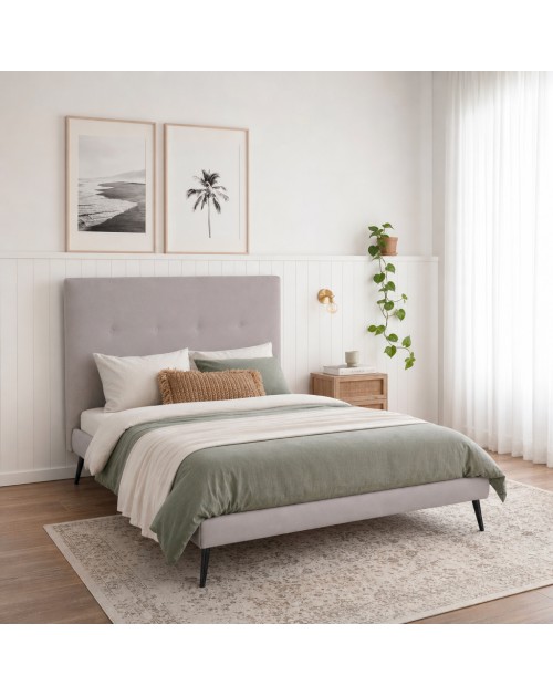 Letto una piazza e mezza con rete inclusa Stiletto tessuto Enjoy grigio chiaro