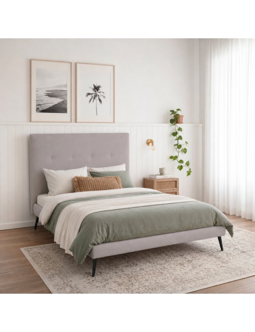Letto una piazza e mezza con rete inclusa Stiletto tessuto Enjoy grigio chiaro