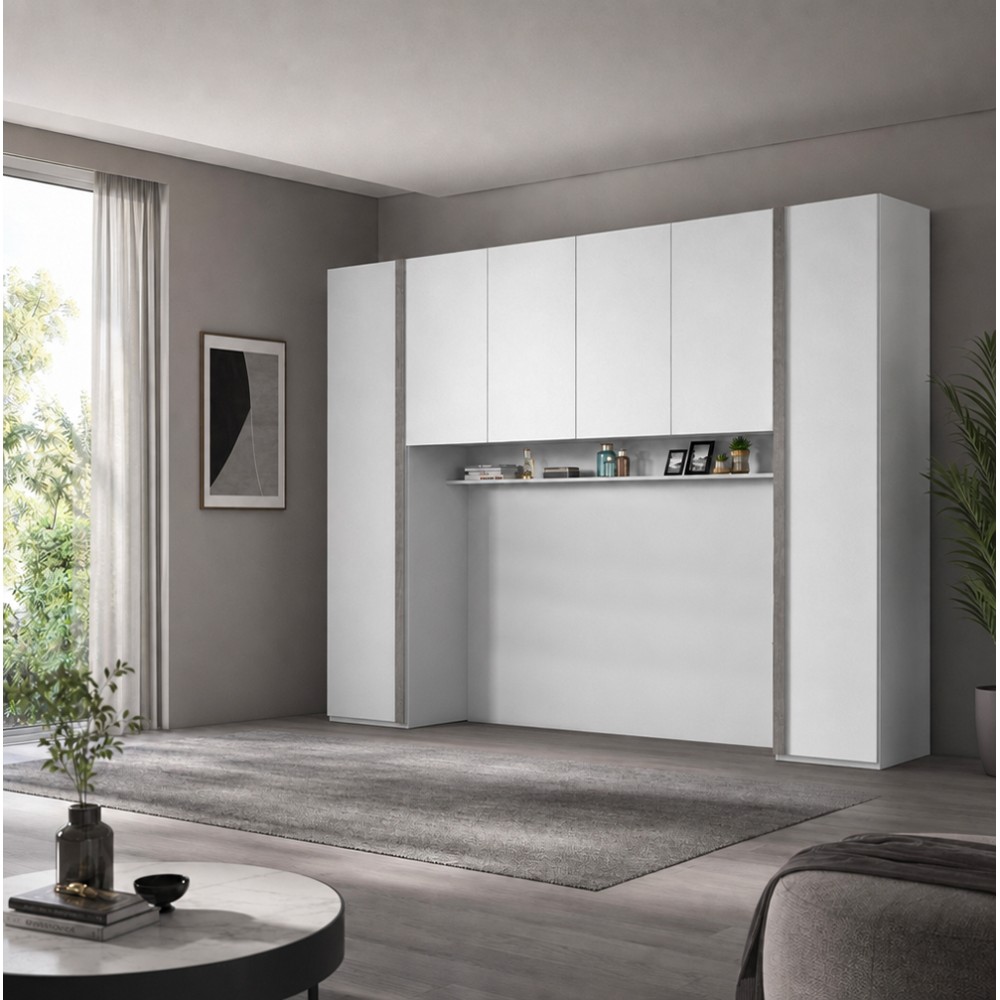 Armadio a ponte bianco frassino Ettore 288x55x236H