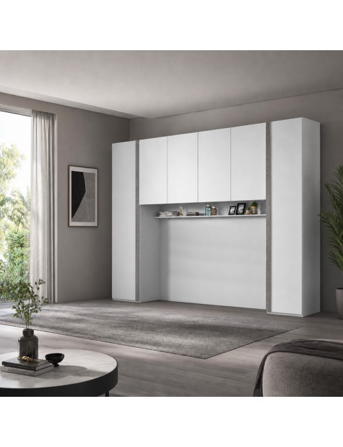 Armadio a ponte bianco frassino Ettore 288x55x236H