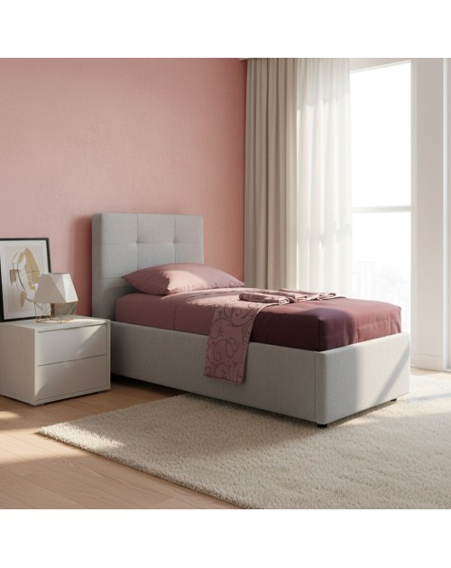 Letto singolo con contenitore Ascoli 100x208x127H tessuto Enjoy grigio