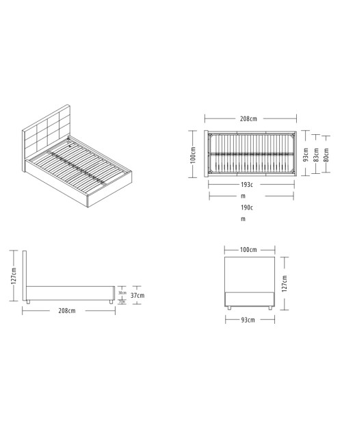 Letto Singolo Contenitore Ascoli 80x190 ecopelle bianco