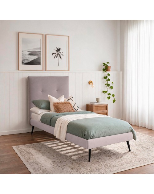 Letto singolo con rete inclusa Stiletto tessuto Enjoy grigio chiaro
