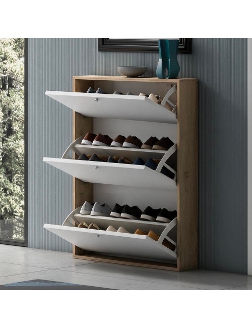 Scarpiera Slim 3 Ante a Ribalta Scocca Nodo e Ante Bianco Made in Italy – Capienza 9 Paia