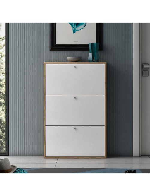 Scarpiera Slim 3 Ante a Ribalta Scocca Nodo e Ante Bianco Made in Italy – Capienza 9 Paia