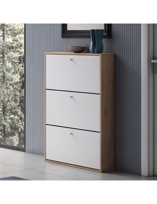 Scarpiera Slim 3 Ante a Ribalta Scocca Nodo e Ante Bianco Made in Italy – Capienza 9 Paia