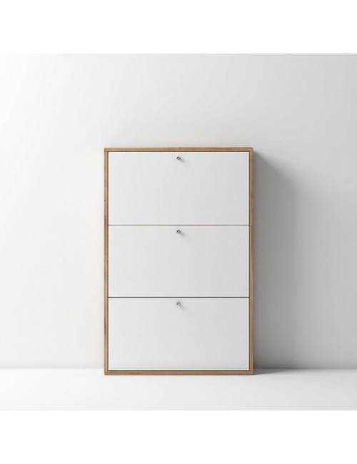 Scarpiera Slim 3 Ante a Ribalta Scocca Nodo e Ante Bianco Made in Italy – Capienza 9 Paia