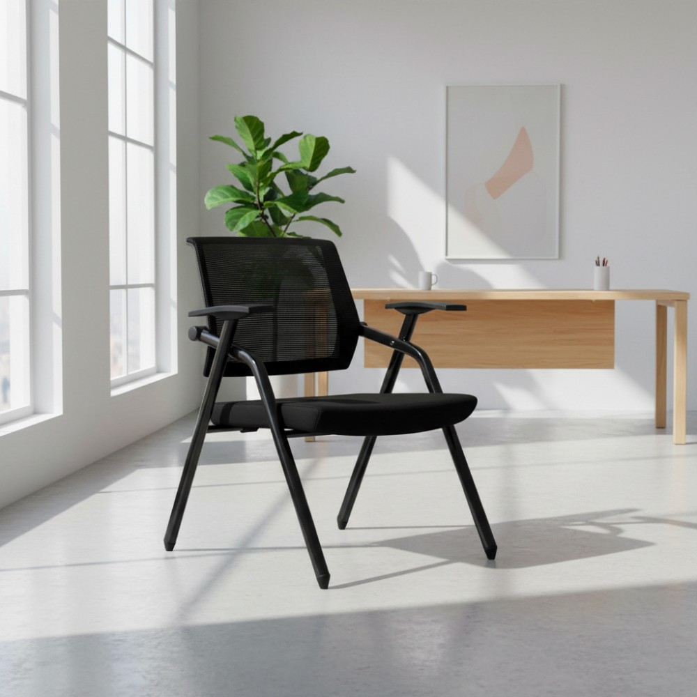 Sedia pieghevole da Ufficio Fabula con Schienale in Rete e Gambe in metallo nero