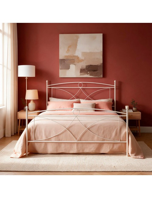 Letto Matrimoniale Alice in Ferro Battuto Bianco Opaco 160x190 cm