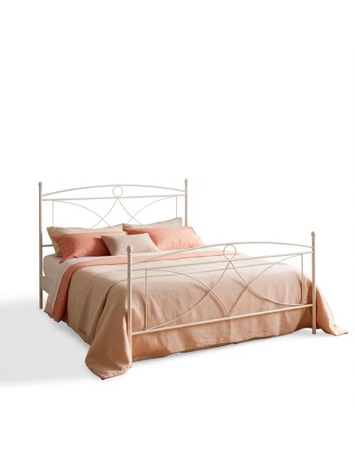Letto Matrimoniale Alice in Ferro Battuto Bianco Opaco 160x190 cm