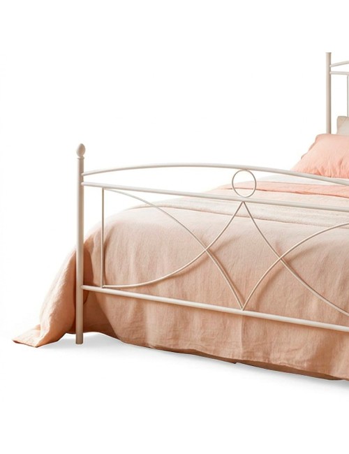 Letto Matrimoniale Alice in Ferro Battuto Bianco Opaco 160x190 cm